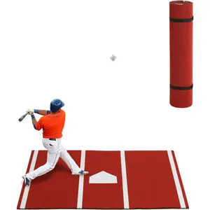 Baseball Hitting Mat, Softball Batting Mat with Home Plate & Antislip Rubber Backing, Applicable to Indoor or Outdoor Batting Practice