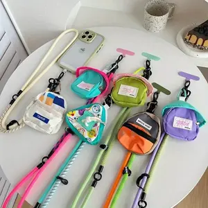 [3A42] Change bag, mobile phone case, lanyard, going out for travel, earphone storage bag, oblique span, long rope universal, Adjustable Phone Lanyard, Wallet Phone Lanyard