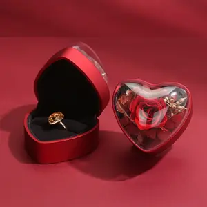 Crystal Name Necklace Valentine's Day Gift Box Heart-Shaped Ring Box Single Ring Box Jewelry Packaging Box Rose Pendant Gift Box Jewelry Box