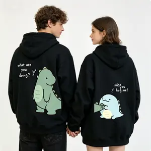 Cute Dinosaur Matching Hoodie for Couples  | Unisex Cozy Cotton Pullover, Soft & Comfortable Streetwear, Casual Fall Winter Couple Gift