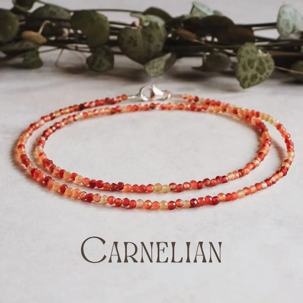 Handmade Red Carnelian Beaded Necklace - 2mm Tiny Faceted Short Choker, Unisex Versatile Daily Layering Jewelry, Exquisite Jewelry Gift for Her, Handmade Beaded Necklace, Fashionable Jewelry Accessories