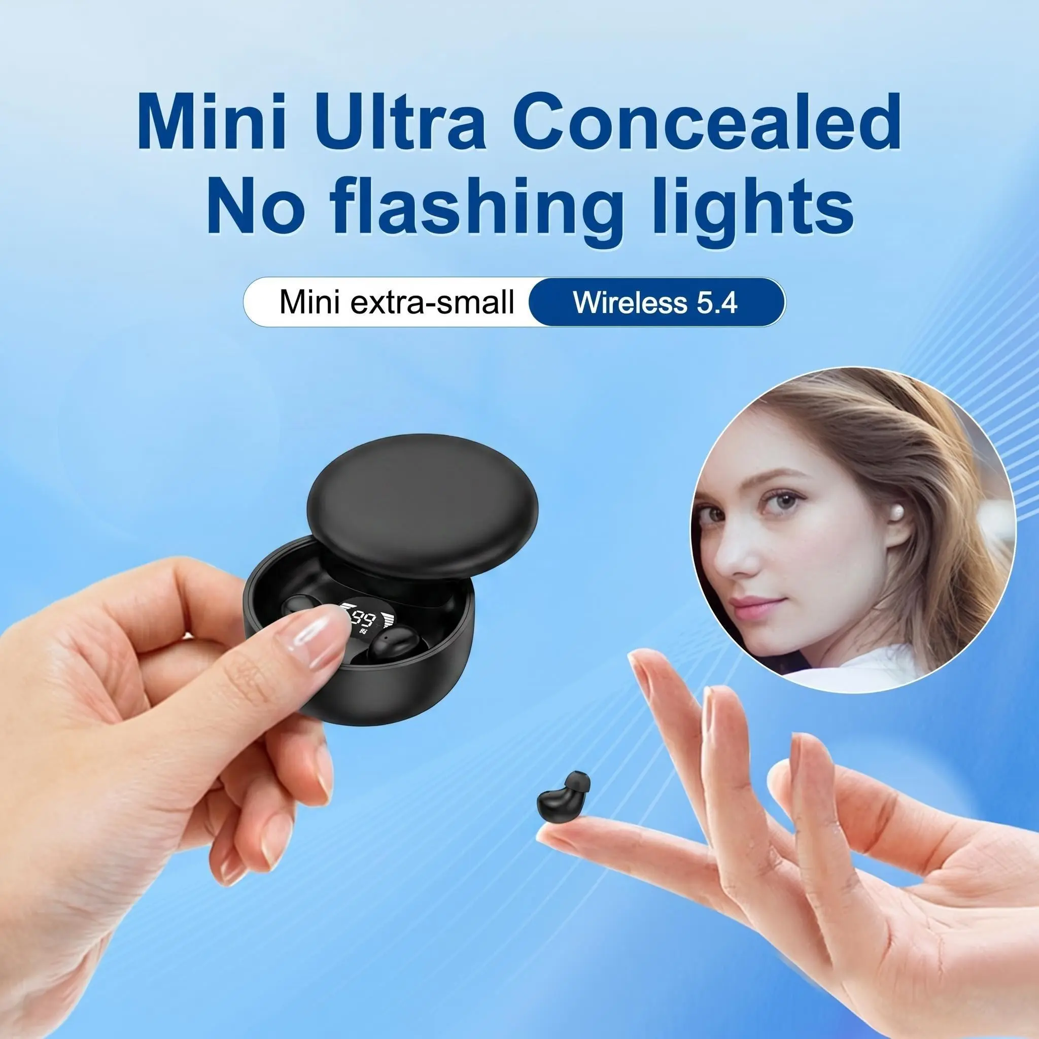 Mini Invisible Headphones Bluetooth 5.4 True Wireless In-Ear Earphones ...