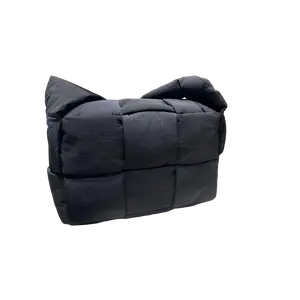 Pre-owned Bottega Veneta Durable polyamide Crossbody Bags Small Padded Tech Cassette Crossbody Bag A00871487K Black Intreccio Nylon Adjustable Strap Dustbag Included