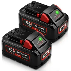 2Pack 12Ah Replacement for Milwaukee M18 Battery and 18V Lithium-Ion High Output 48-11-1820 Compatible with 18Volt Power Tools and Chargers Durable Chargeable Long Lasting