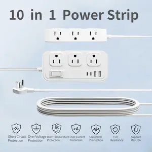 2025 Upgraded Smart Power Strip with 6 Outlets, 4 USB Chargers, Surge Protector,  UL Listed for Home Safety