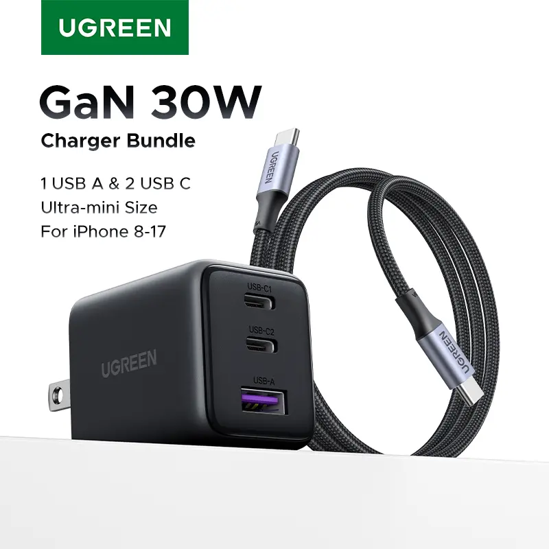 UGREEN PD30W 2C1A/PD20W 1C1A Charger Bundle, with Type-C Cable, Fast Charging for iPhone 17 16 Pro Max Multi-Port Foldable,DealsForYouDays tiktokshopbacktoschool