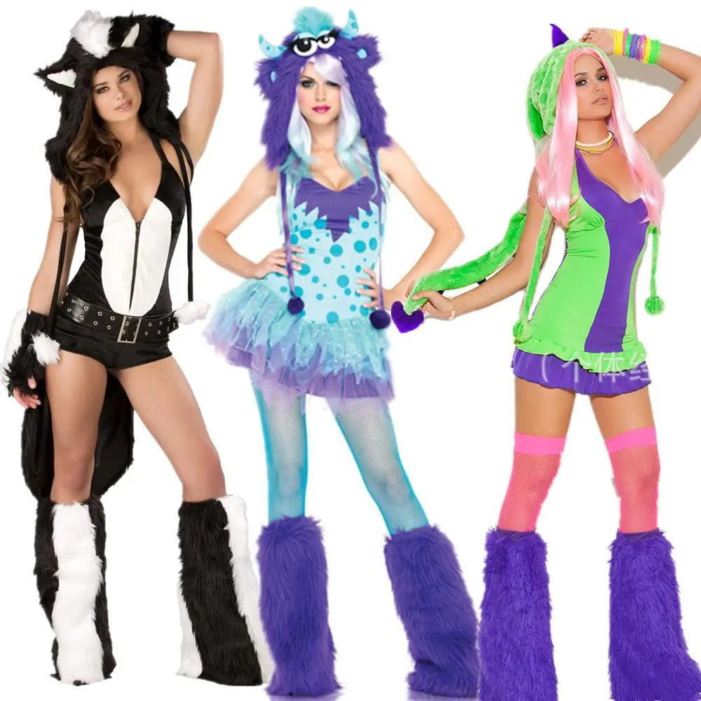 Adult Fluffy Plush Clothing Animal Costume Deluxe Monster Teddy Bear Fox Penguin Cosplay Costumes Women Masquerade Fancy Outfits