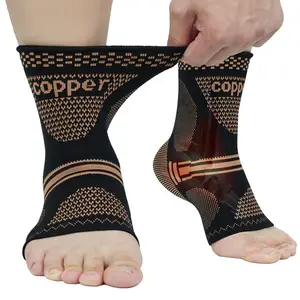 Copper Ankle Brace for Men & Women - (1 Pair) Ankle Compression Sleeve, Compression Support for Plantar Fasciitis, Achilles Tendonitis, Foot Pain, Neuropathy, Swelling - Ideal for Everyday Use