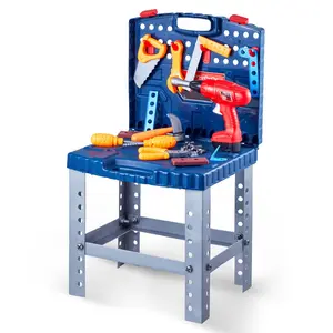 VEVOR Kids Workbench, 56 pcs, Kids Tool Bench with Realistic Tools and Electric Drill, Pretend Play Construction Workbench Toys for Toddlers, Toddler Work Bench Learning Gift for Boys & Girls Age 3+