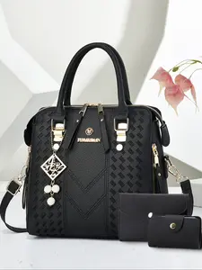 Women's Handbag Wallet Set Three-Piece Classic Versatile Alligator Texture Shoulder Bag Elegant Ladies' Accessories