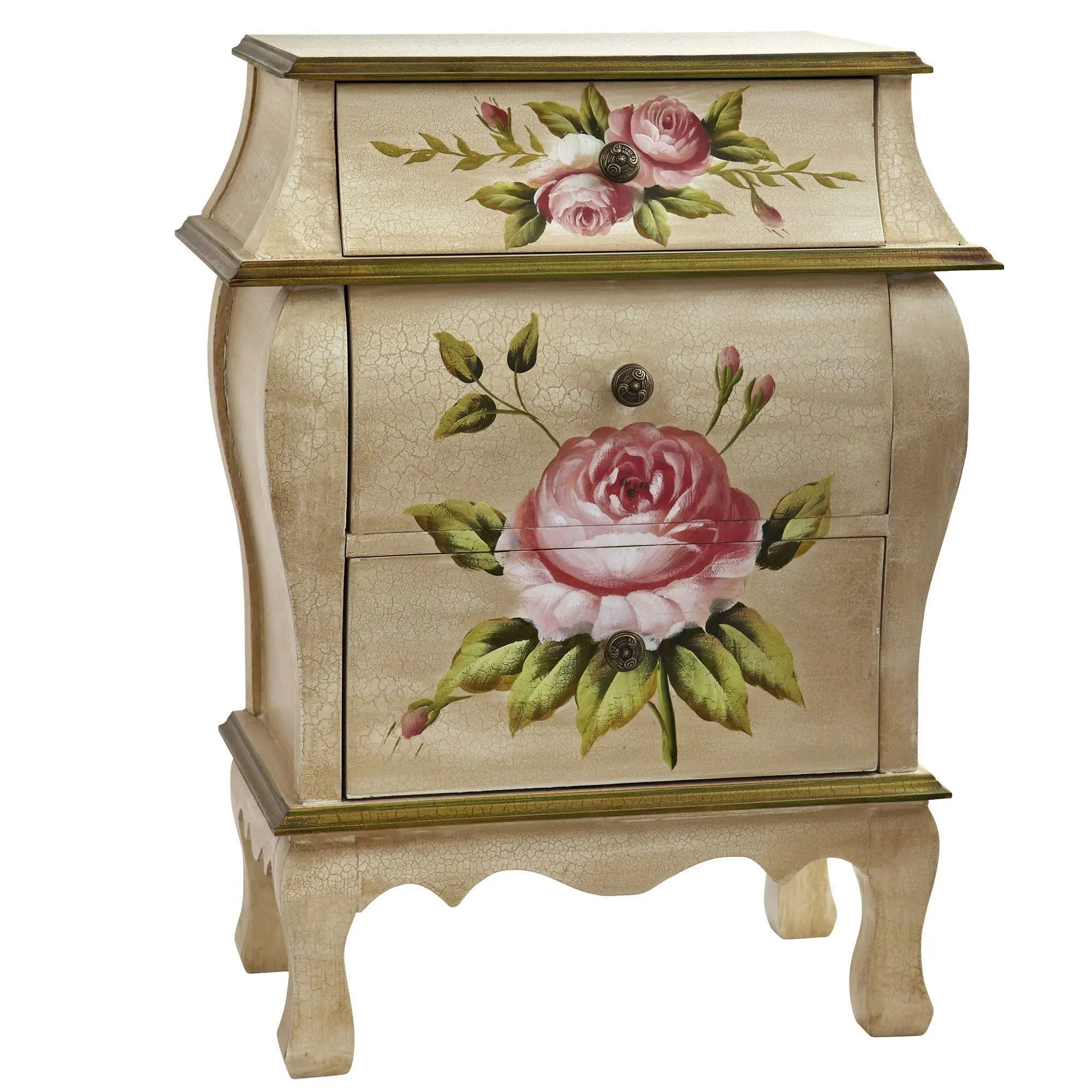 Antique Floral Art Night Stand - Drawer-Equipped Indoor Furniture with Smart Storage Organizer, Thoughtful Gift for Those Who Appreciate Beautiful Things