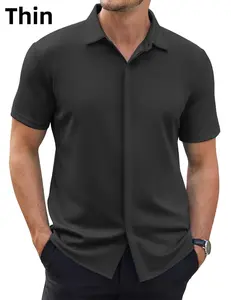 COOFANDY Men's Thin Wrinkle Free Short Sleeve Button Down Shirt Classic Design Casual Dress Top for Summer Beach Office Wear Machine Washable