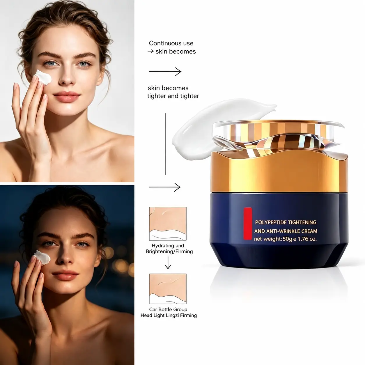 Buy 1 Get 1 Volufiline Facial Cream, Anti-Wrinkle Hydrating Moisturizer with Niacinamide, Vitamin C, Peptide, Lightweight Fast-Absorption Antioxidant Skincare for Firming, Plumping & Glowing, Normal Skin Value Pack
