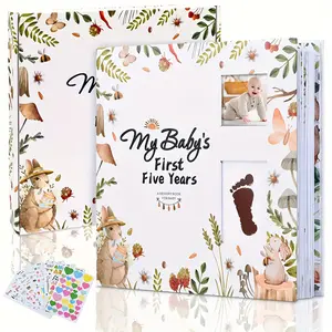 OUR ADVENTURE BOOK Memory Record Scrapbook Photo Album for Baby Boy or Girl - 112 Pages Milestone Journal with 6 Keepsake Folders - Gender Neutral First 6 Years Album for Birth to Age 6 - Perfect Baby Shower Gift - Decor