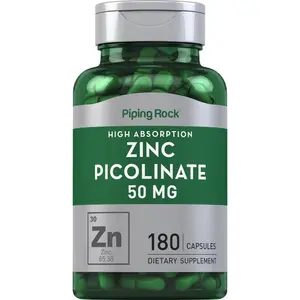 Piping Rock Zinc Picolinate 50mg | 180 Capsules | Non-GMO, Gluten Free Supplement