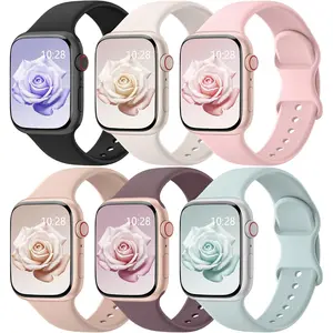 Men’s Colorful Round Patent Silicone Water-Resistant Smart Watch Bands (6-Pack), Adjustable Fashion Accessories, Compatible with 38mm/40mm/41mm/42mm Wearable Smart Watches (Series 10,9,Ultra,8,7,6,5,4,3,2,1,SE)
