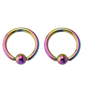 Rainbow Captive Steel Nipple Ring