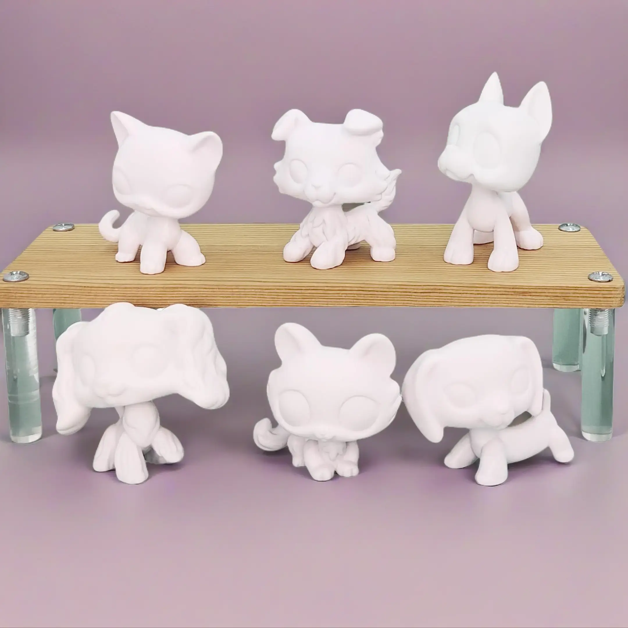 6 Pcs High-Quality & Safe White Base Blank Paint Set - Kids' Art Supply for DIY Painting, Unpainted Mini Clay Animal Figurines, Children Development, Best Gift for Ages 3-12 Birthdays & Decoration