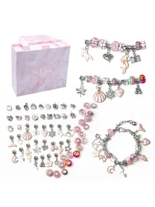 Cute Mermaid Themed DIY Jewelry Making Kit, Heart & Bow & Star & Moon Design Charms & Bracelet Chain for Bracelet Earrings, Fashion DIY Accessories for Women & Girls