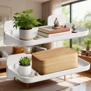 ACEXINYAN Adhesive Wall Shelf Organizer, No Drill Needed, Apartment Friendly Floating Shelf for Closet Bathroom Vanity Kitchen Storage