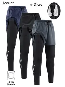 Men's 2-In-1 Quick Dry Breathable Elastic Running Pants with Elastic Waistband, Built-In Phone Pocket & Towel Loop, Breathable Comfort Quick-Dry Fabric for All Seasons,Perfect for Outdoor Running and Gym Workouts Outdoor Activities Trousers