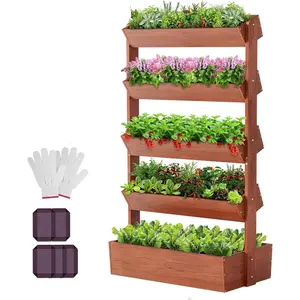 MOPHOTO Vertical Wooden Raised Garden Bed, 5 Tier Garden Planters Freestanding Wood Plant Stand Flower Rack Wooden Planter Box for Plants Herbs Flowers Vegetables Outdoor Indoor Gardening