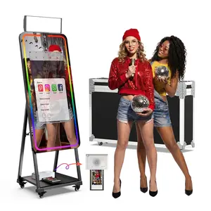 MWE Selfie Photo Booth With Printer, Magic Mirror Camera Booth for Christmas Wedding Party, Selfie Booth Shell Stand