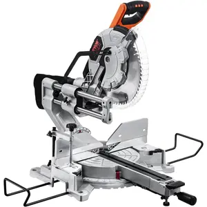 Father's Day Gift VEVOR Sliding Compound Miter Saw, 12-Inch Blade, 15 Amp Motor, 60-Tooth, Corded Double Bevel Sliding Miter Saw, LED Precision Alignment, Angle Adjustable, for Wood, Composite Decking, Laminates