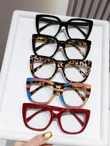 5-Piece Leopard Print Design Reading Glasses Set, Anti-Blue Light Eyewear, Square Frame, Unisex Appeal Daily Use, Boho Style, Daily Versatility, All Seasons