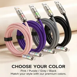 [Buy 1 get 1 free]-6.6FT 4-in-1 USB-C Cable, PD Fast Charging, Data Sync, EXAVON USB-A, Type-C, Lightning,  Aluminum, Compatible