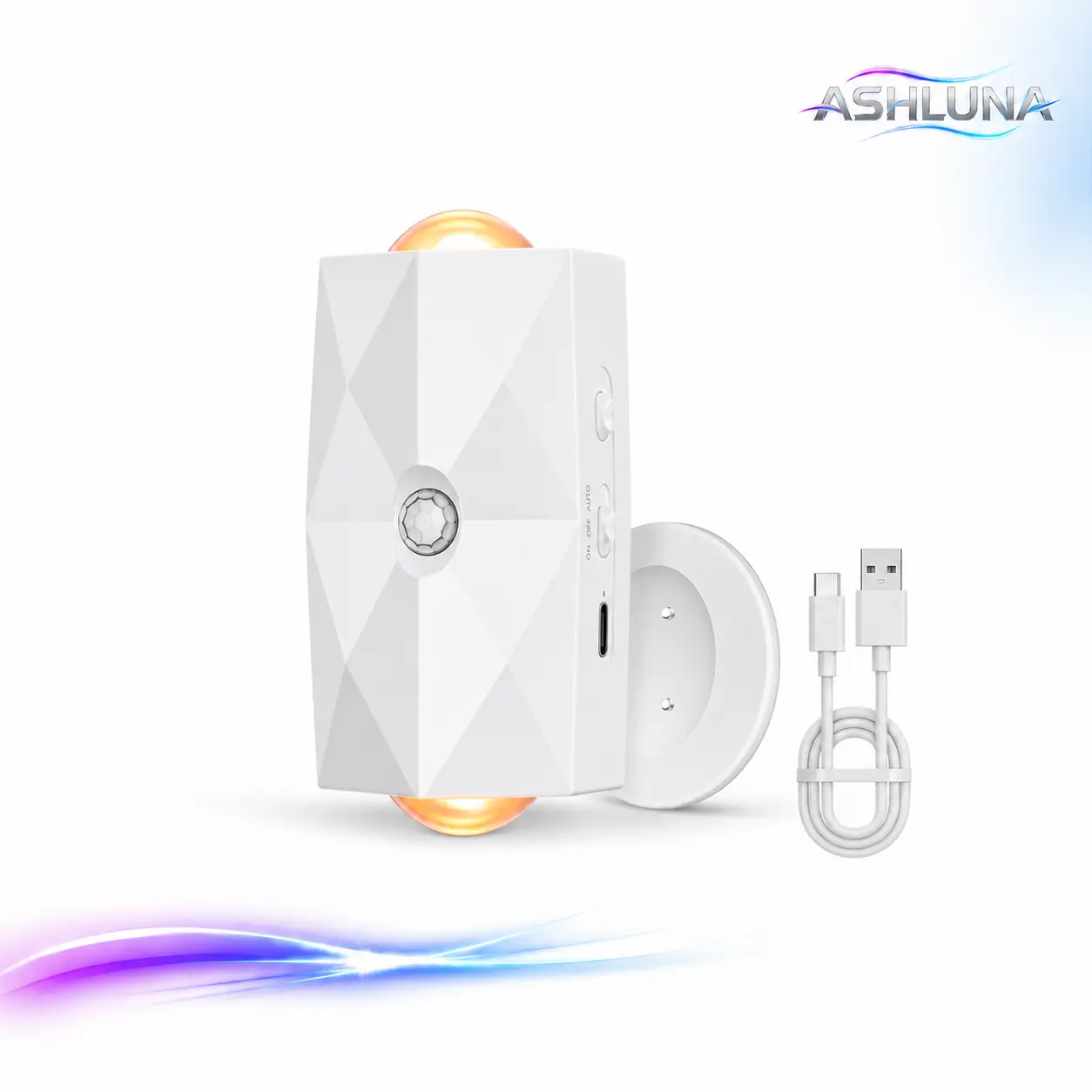 ASHLUNA RGB Motion Sensor Night Light - 1500mAh Rechargeable Magnetic Wall Lamp with 3 Adjustable 7-Color Modes, Auto Mode, Ideal for Party, Bathroom Use