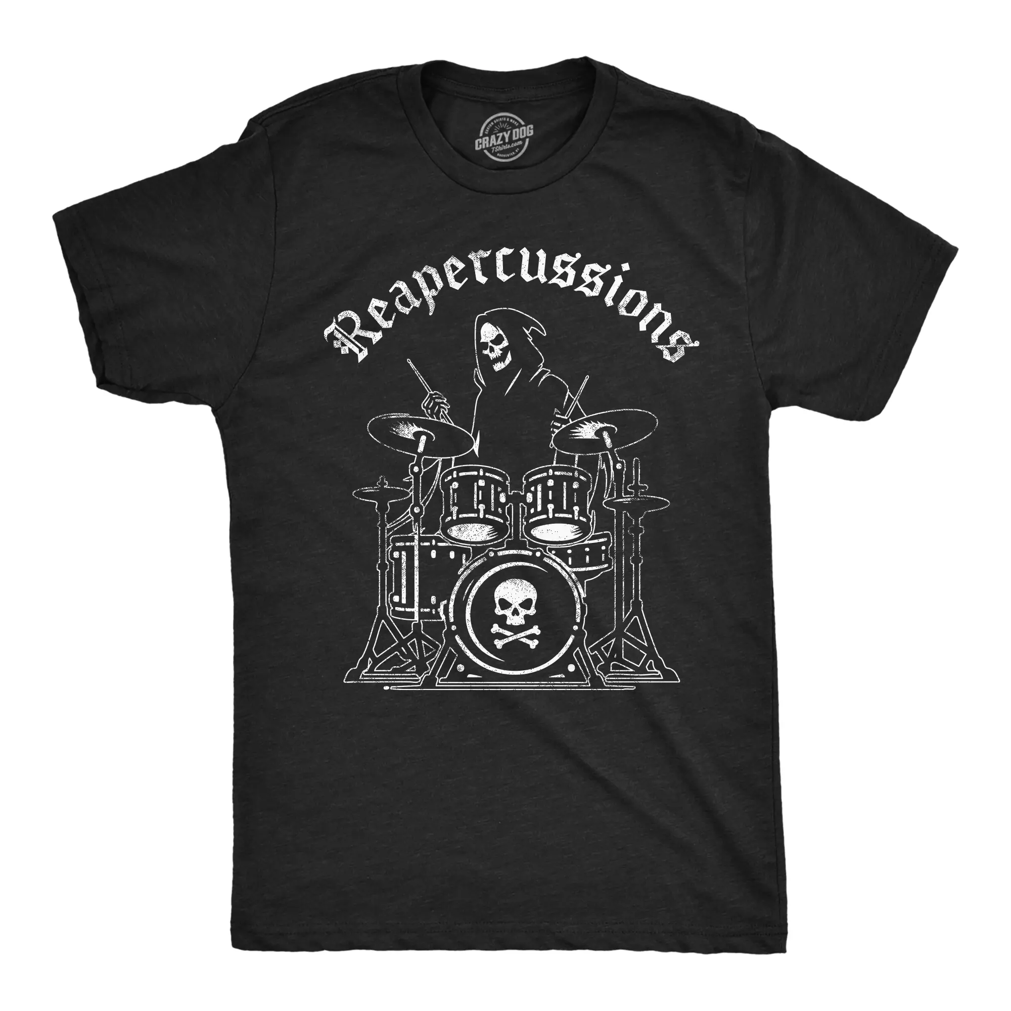 Mens Funny T Shirts Reapercussions Sarcastic Drummer Graphic Novelty Tee for Men Mens Funny T Shirts Cool Vintage Fashion T-Shirt Gift Classic Menswear Sarcastic Apparel for Men Funny Music Short Sleeve Novelty Black -