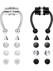 Fake Septum Piercing Magnetic Fake Piercing Nose 316L Stainless Steel Horseshoe Fake Nose Rings No Pierced Clip on Nose Hoops Rings Non Piercing Jewelry for Women Men