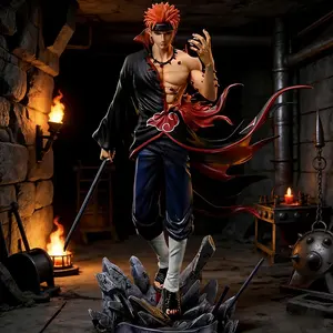 1PC Naruto Pain Tendo Anime Action Figure, Akatsuki Scene Base, Shinra Tensei Effect Model，Chibaku Tensei Scene, Anime Peripheral Statue Desktop Decor