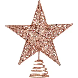 Christmas Tree Topper Star,Glittering Christmas Tree Decoration Ornaments,20cm (Rose Gold)