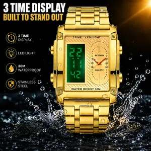 [DealsForYouDays]  Men Luxury Square Men Watch, LED luminous & 30m waterproof, durable quartz movement, fit business daily outdoor wear, solve dim light reading & daily water damage, ideal for dad husband men, best Father's Day gift