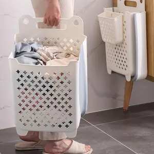 Modern Mini Foldable Laundry Basket, Wall-Mounted Portable Multi-Layer Dirty Clothes Storage Box, Durable PP Square Hamper for Home Bathroom Use, Collapsible Laundry Hamper