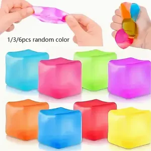1/3/6pcs Cube Squeeze Toy, Soft Slow Bounce Stress Relief Fidget Toy, Temperature Sensing Ice Cubes Malt Sugar Filled Soft Balls, Perfect Gift
