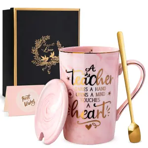 Teacher Appreciation Gifts from Student, 14Oz  Cup with Gold Print, Birthday Retirement Graduation, Gift Box coffee mug Drinkware Tumbler