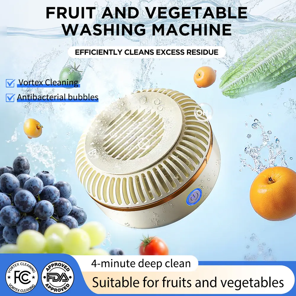 TESORO CASA Wireless Home Fruit & Vegetable Washing Machine High-Efficiency Hydroxyl Ion Technology Rotating Food Washer for Fresh Produce Eco-Friendly Clean Eating Juicer Use Ideal Gift for Kitchen 2026 Ice Cubes Maker