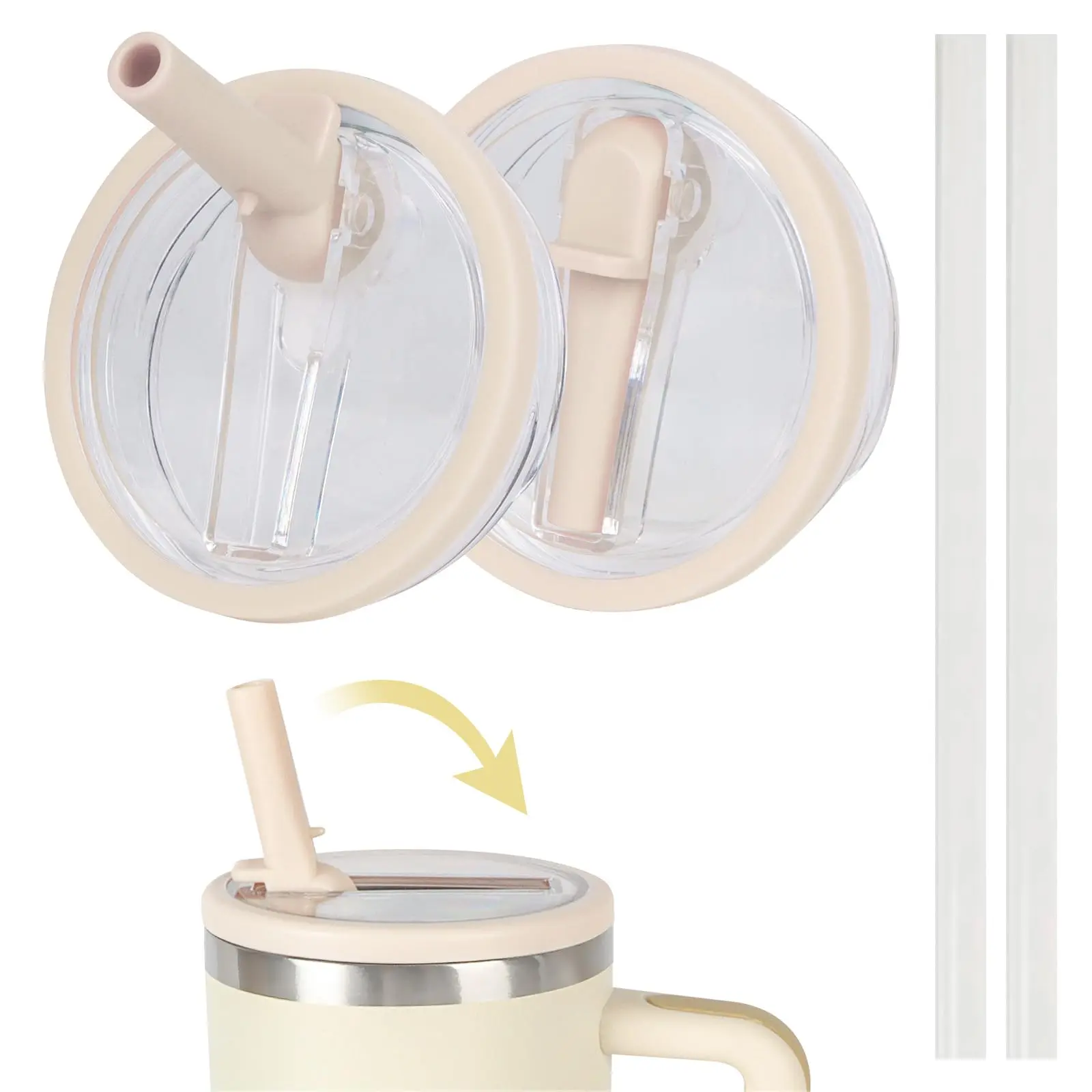 30 Oz /40oz Replacement Lid Straw Chug Lid for Stanley Quencher Tumbler Flip Straw, 4 Counts/set Including 2 Counts Lid & 2 Counts Straw, Leak-proof Splash Resistant Replaceable Cover Cap for Stanley