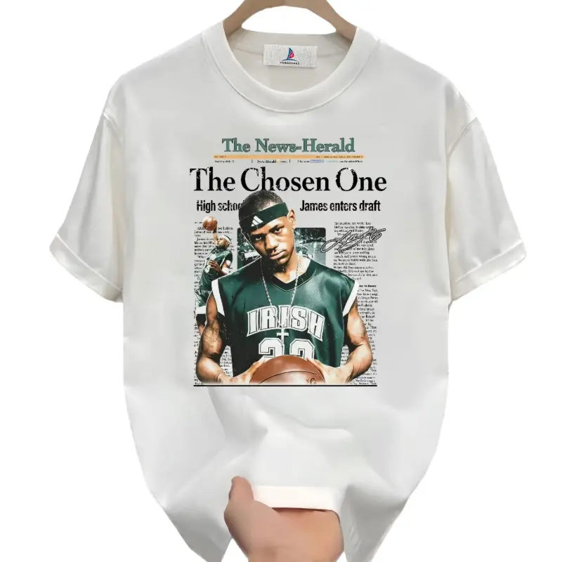 short sleeve tee with vintage 2002 Lebron James The Chosen One graphic classic basketball streetwear ideal fan gift for adult men women daily casual outdoor wear