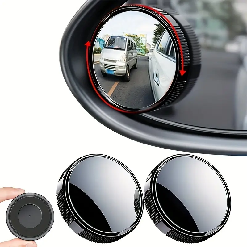 2pc Black Blindspot Mirrors - 2-in Circular High-Definition Glass Convex Rearview Mirrors, 360-Degree Wide-Angle, Suction Cup Mount, Universal for SUV/Truck Auto Replacement Parts, Blindspotmirrors
