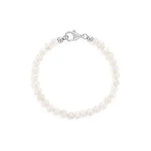 4.5-6.5" Small Freshwater Cultured Pearl Baby / Toddler / Kids Charm Bracelet - Sterling Silver