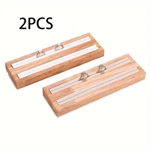 2pcs Solid Wood Oak Ring Storage Rack, Multi-Purpose Jewelry Display Stand, Home Use Ring and Bracelet Organizer, Exhibition Photography Props