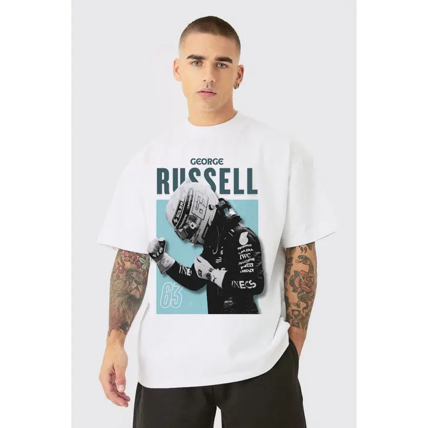 George Russell 63 T-Shirt, Racing Driver Graphic Print Tee, Formula Racing Fan Shirt, Speed Car Inspired Apparel, Unisex Streetwear Racing Tee