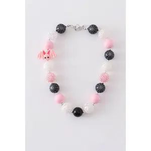 Pink halloween bat bubble chunky necklace