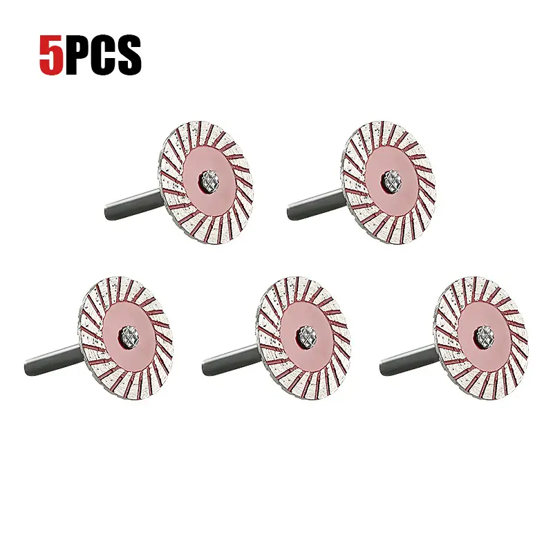 LOZLIN 5PCS 1.5" Diamond Stone Carving Blades Serrated Edge for Engraving Cutting Marble Granite Tile Rotary Tool Saw Blades with Handle - Abrasive Sh