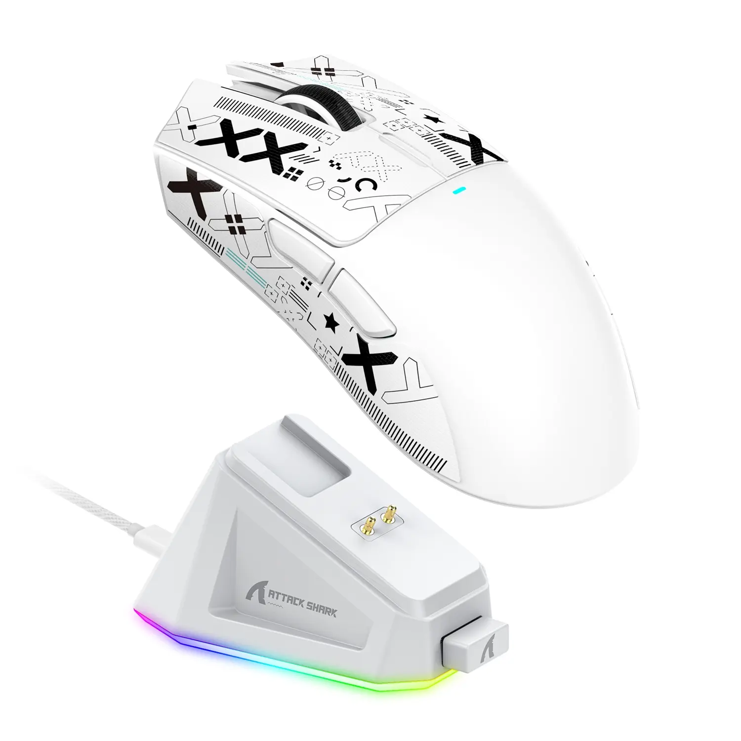 ATTACK SHARK X11 Lightweight Wireless Gaming Mouse with RGB Charging Dock, Tri-Mode (2.4G/USB-C Wired/Wireless), 22K DPI, PAW3311 Optical Sensor, HUYU Switch, 5 Programmable Buttons for PC/Mac, Gaming PC Accessories