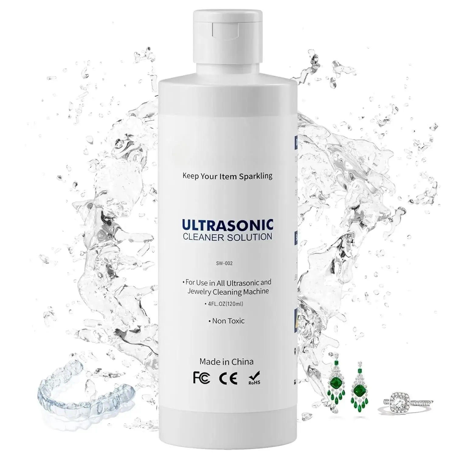 Jewelry Cleaner, Sonic Cleaner Solution - Jewelry Cleaner for Gold, Silver, Platinum Diamonds and  Semi-Precious Jewelry